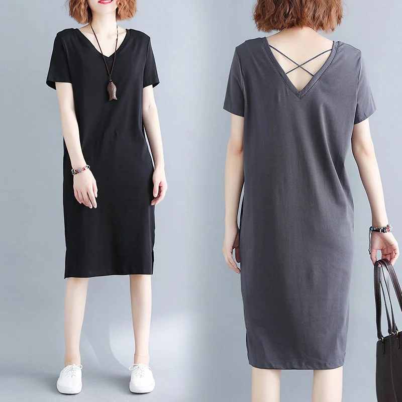 SPECIAL! Plus Size Criss Cross V Neck T Shirt Dress Plus Size Mesh