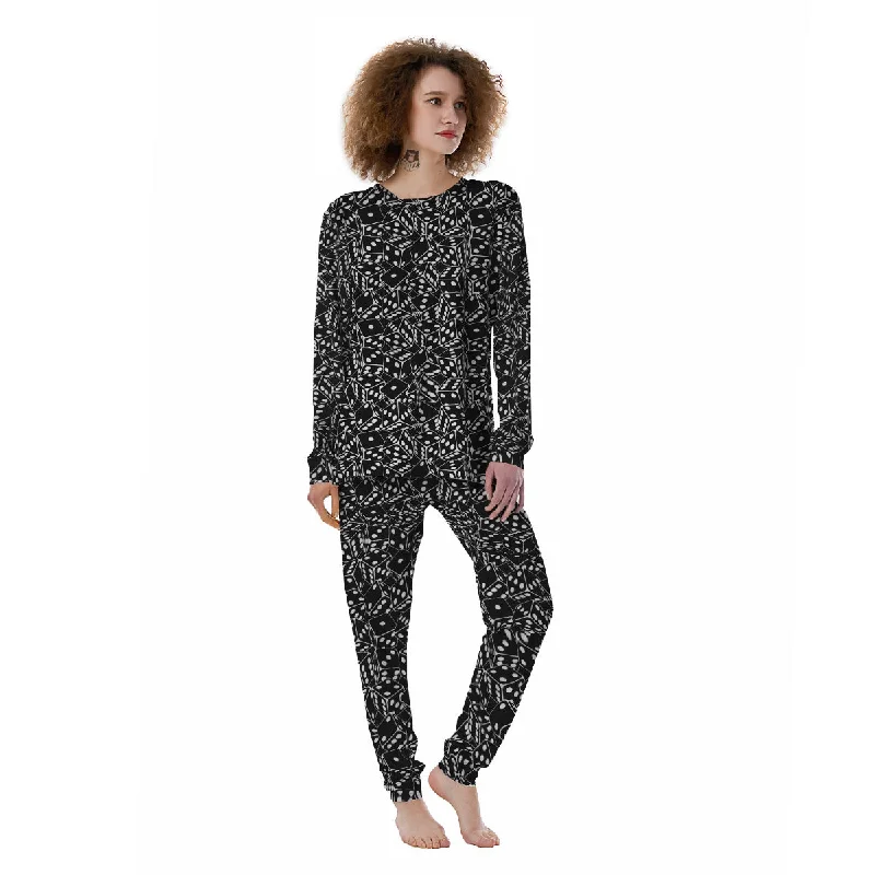 Black Dice Casino Print Pattern Women's Pajamas Nursing pajama sets