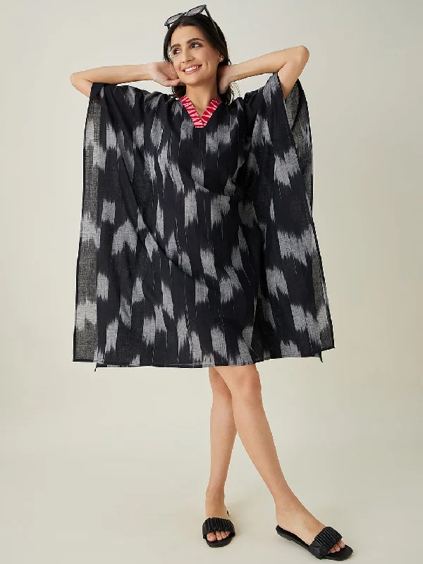 Women's Black Handloom Ikat Weave Cotton Kaftan - The Kaftan Company Victoria’s Secret pajama sets