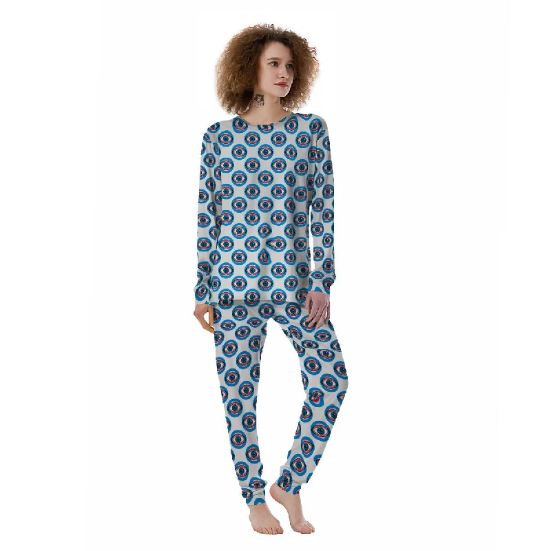 Blue Abstract Ophthalmology Print Pattern Women's Pajamas Expensive pajama sets