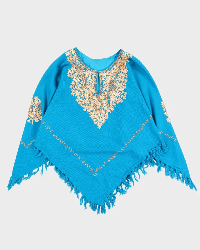 Blue Kashmiri Embroidered Poncho - S Spa pajama sets