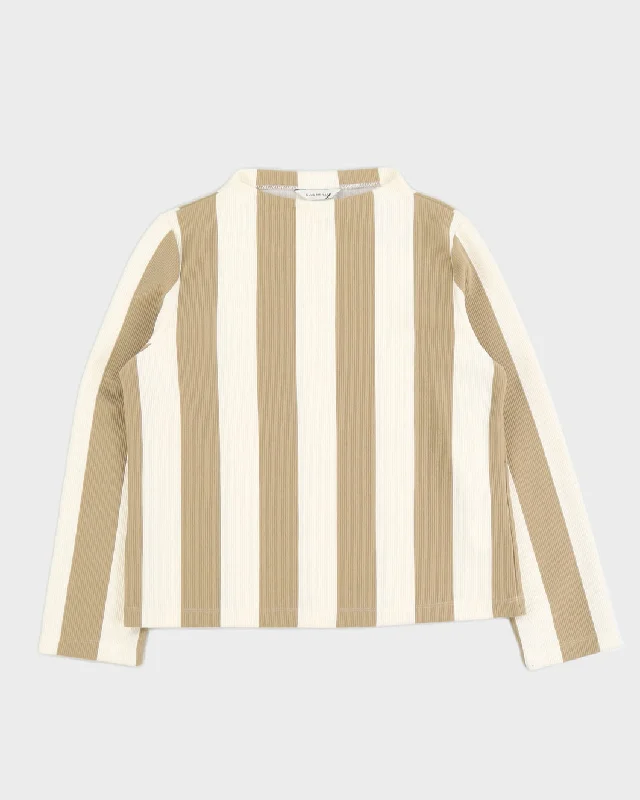 Club Monaco Neutral Striped Top - L Best pajama sets for honeymoon