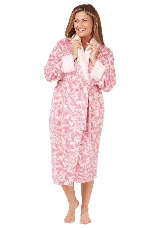 Marlon Long Sleeve Floral Wrap Dressing Gown, Pink Work-from-home pajama sets