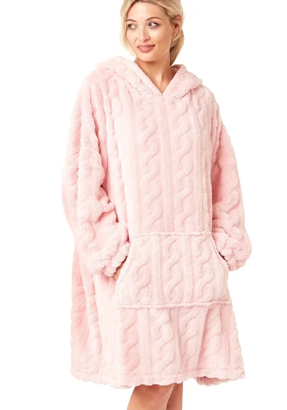 Indigo Sky Cuddle-soft Cable Knit Fleece Lounger, Pink Best pajama sets for cold weather