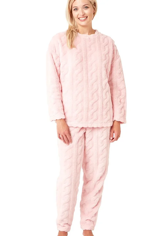 Indigo Sky Chilling Cuddle-Soft Cable Cosy Fleece Pyjama, Pink Cheap pajama sets