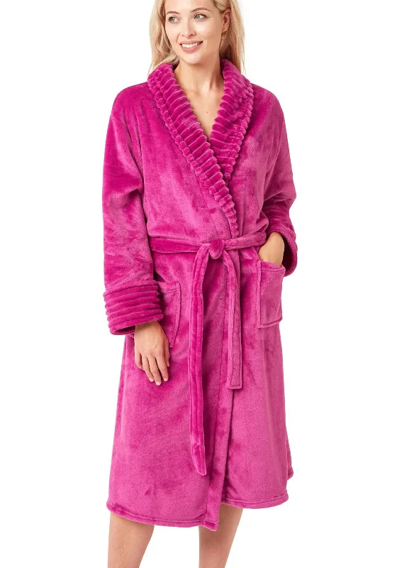 Indigo Sky Jungle Brights Ripple Fleece Dressing Gown, Raspberry Softest pajama sets