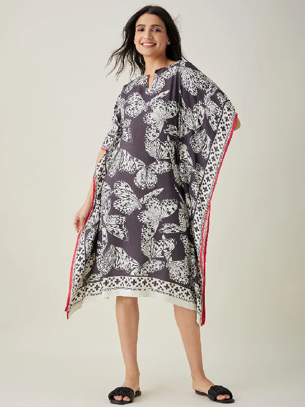 Women's Monochrome Flutter Modal Kaftan  - The Kaftan Company Loungewear pajama sets