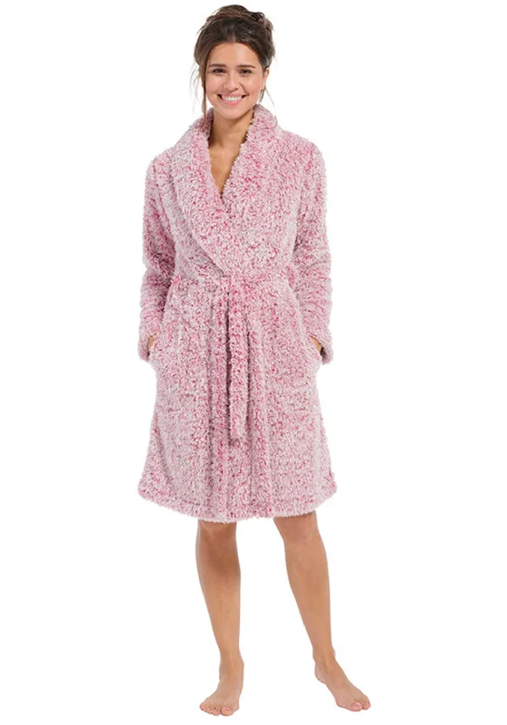 Rebelle Fluffy Wrap Over Dressing Gown, Dark Pink Summer pajama sets