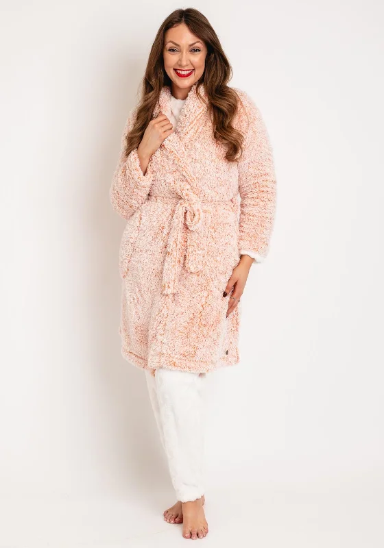 Rebelle Fluffy Wrap Over Dressing Gown, Dark Salmon Spring pajama sets