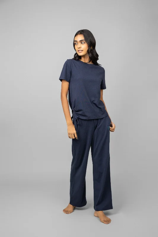 Navy Essential Flared Lounge Set Expensive pajama sets