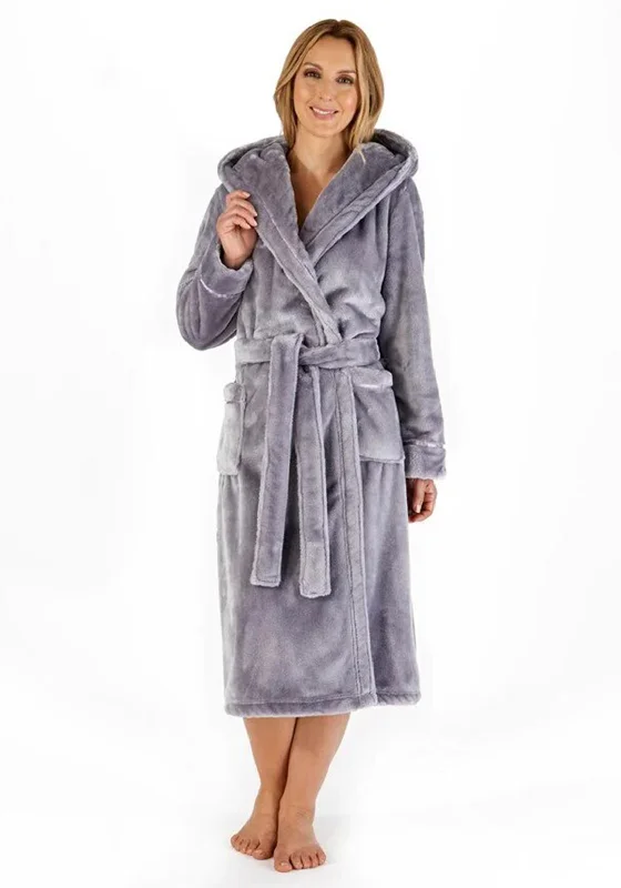 Slenderella Womens Fleece Wrap Dressing Gown, Silver Calvin Klein pajama sets