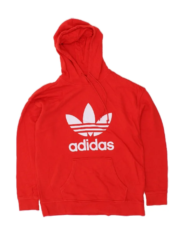 ADIDAS Womens Graphic Hoodie Jumper UK 12 medium  Red Cotton Columbia sweaters