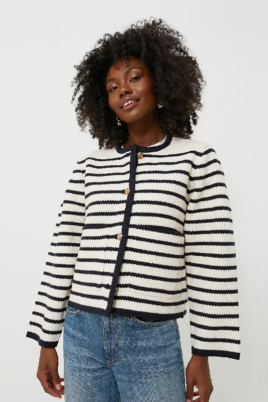 Navy Striped Cardigan Sporty sweaters