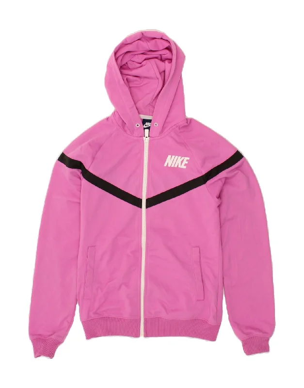 NIKE Womens Zip Hoodie Sweater UK 10 Small Pink Polyester Adidas sweaters