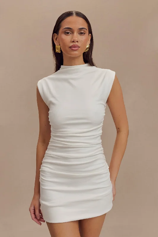 Elliot High Neck Sleeveless Mini Dress - White Y2K mini dresses