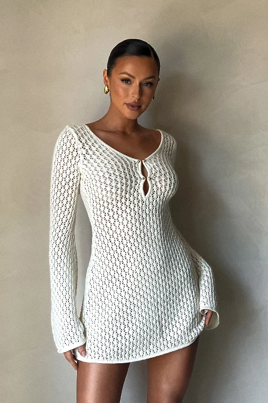 Kayleigh Crochet Knit Mini Dress - White Revolve mini dresses