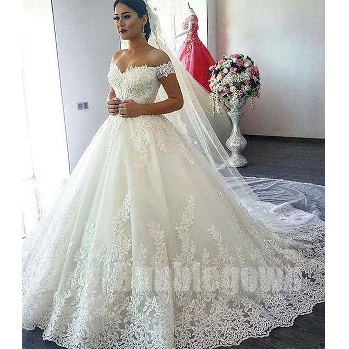 Charming Affordable Off the Shoulder Long Wedding Dresses, BGW003 Wedding Dress Set