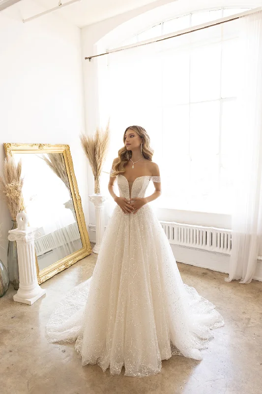 Embellished Off Shoulder Bridal Gown by Abby Lane 97185 Elegant Bridal Gown