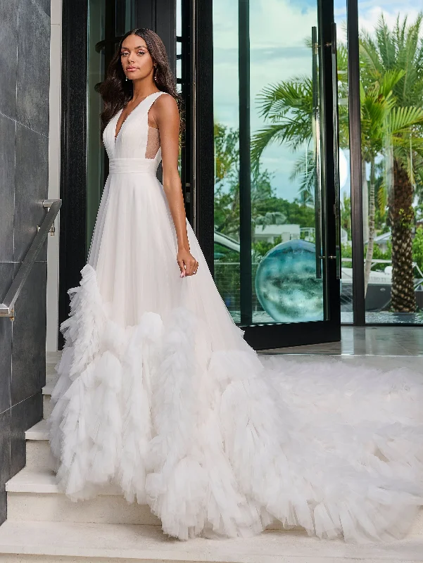 Ruffled Sleeveless Bridal Gown by Adrianna Papell 31322 Classic Bridal Gown