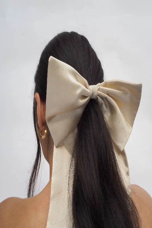 Silk Hair Bow Scrunchie (Champagne) Sexy Wedding Dress