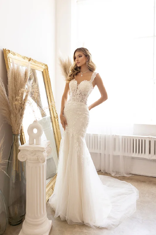 Tulle Lace Mermaid Bridal Gown by Abby Lane 97187 Satin Bridal Gown