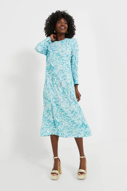 Blue Abstract Hattie Midi Dress Chiffon midi dresses