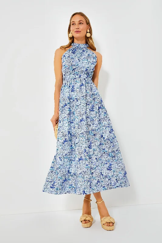 Blue Floral High Neck Heidi Midi Dress H&M midi dresses