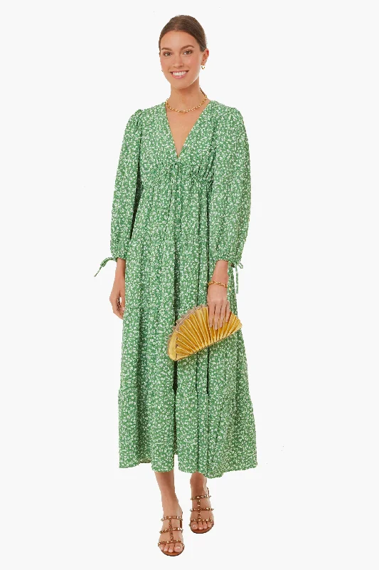 Green Ditsy Floral Mila Midi Dress Preppy midi dresses