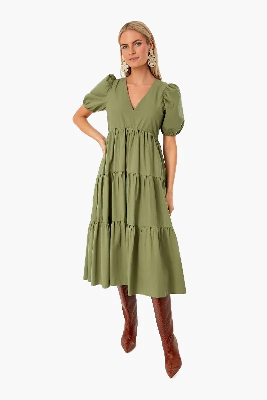 Green Tiered Penny Midi Dress Must-have midi dresses for this season