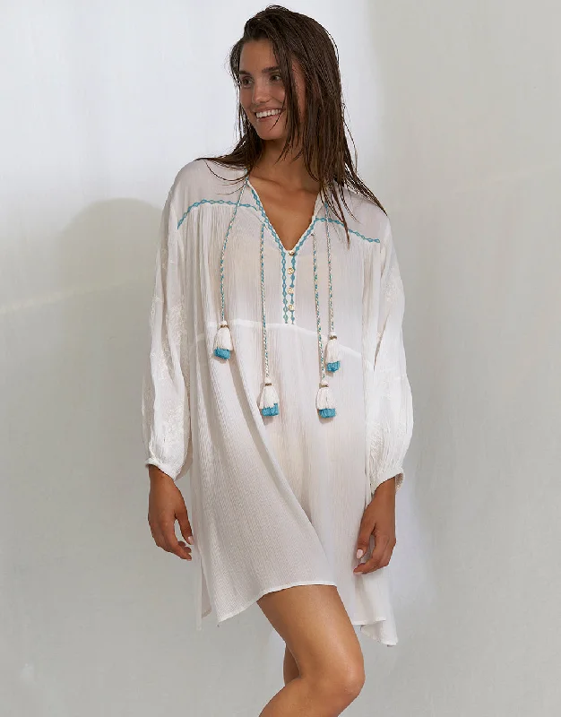 Kaftan Tunic - White and Blue Chic unclassified skirts