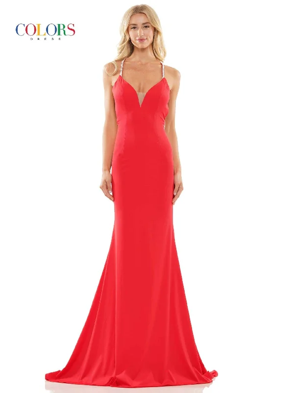 Colors 2974 Colors Long Spaghetti Strap Prom Dress Best maxi dresses for date night