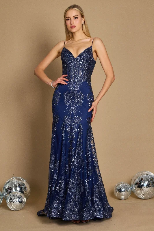 Dylan & Davids Fitted Corset Long Formal Prom Dress Navy Best maxi dresses for casual wear