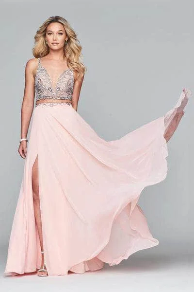 Faviana S10244 - Crystal-Crusted Sleeveless Two-Piece Prom Gown Best party dresses for hourglass body shape