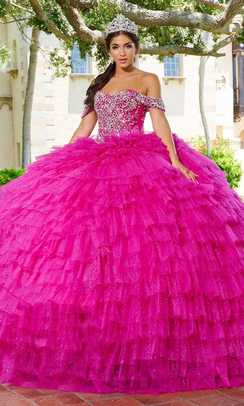 Quinceanera Collection 26081 - Embellished Off-Shoulder Ballgown Chiffon party dresses