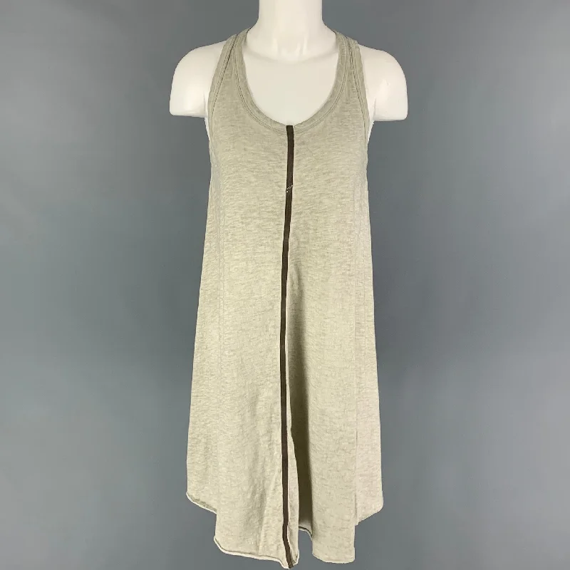 ISAAC SELLAM Size 0 Grey Brown Cotton Calfskin Tank Dress Black Tank Dress