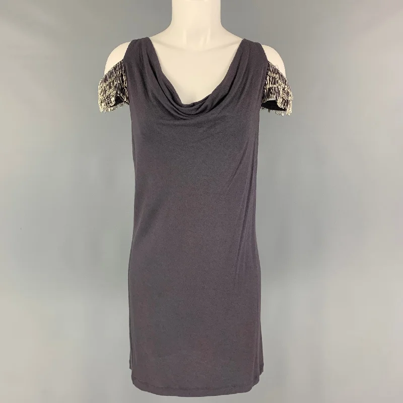 JOHN RICHMOND Size 6 Purple Rayon Wool Safety Pin Tank Dress Relaxed Tank Dress