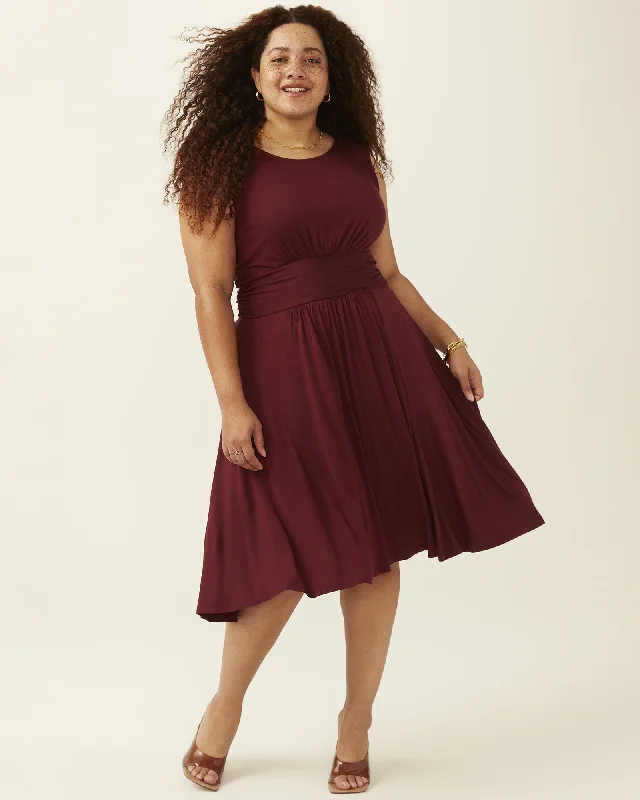 Kortney Tank Dress | Burgundy Pleated Sleeveless Dress