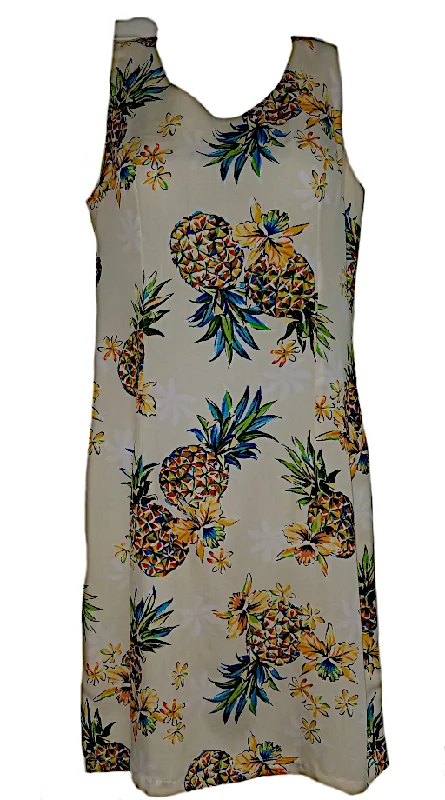 Tank Dress Golden Pineapple Cream Tank Dress for Women