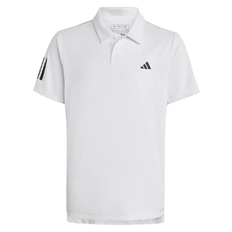 adidas Boy's 3 Stripe Club Polo (White) Bold pattern unclassified dresses