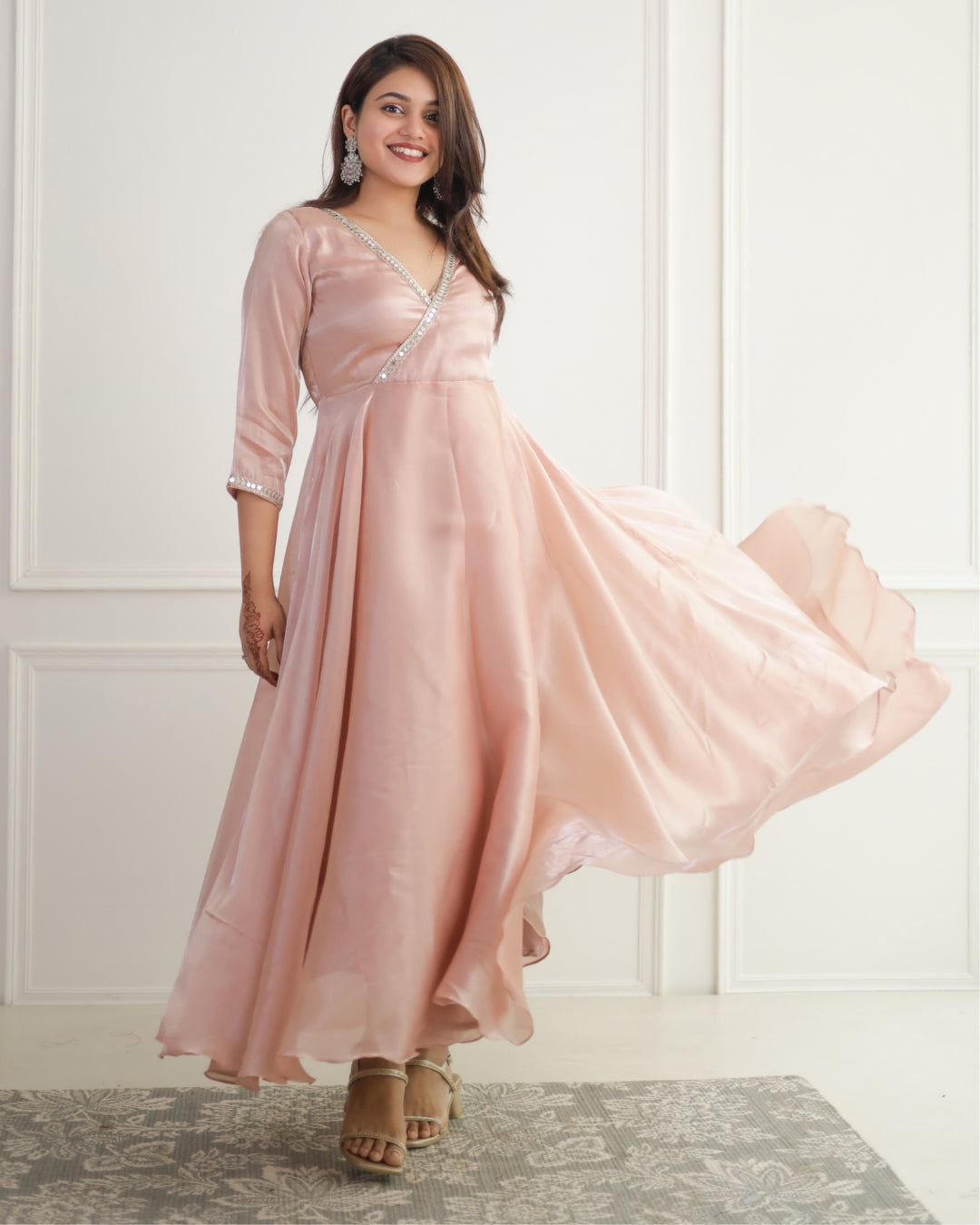 Light Pink Organza Angrakha Kurta Elegant unclassified dresses