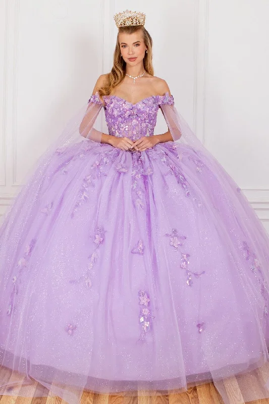 Applique Cape Sleeve Ball Gown by Cinderella Couture 8075J Anniversary unclassified dresses