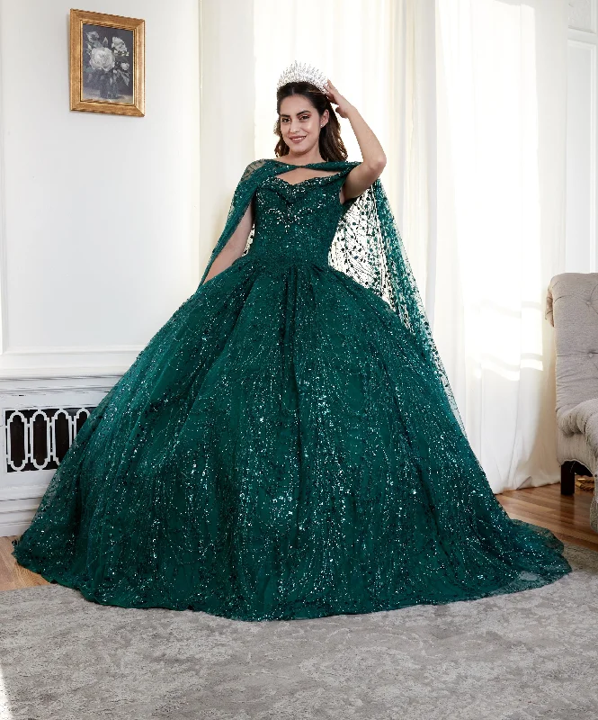 Applique Off Shoulder Cape Ball Gown by Calla SCL30003 Knitted unclassified dresses