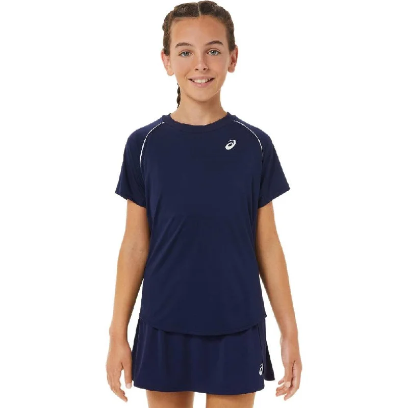 Asics Girl's Tennis SS Top (Peacoat) Halter unclassified dresses