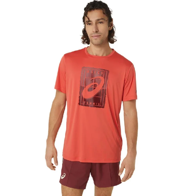 Asics Men's Court GS Graphic Tee Top (Red) Tiered unclassified dresses