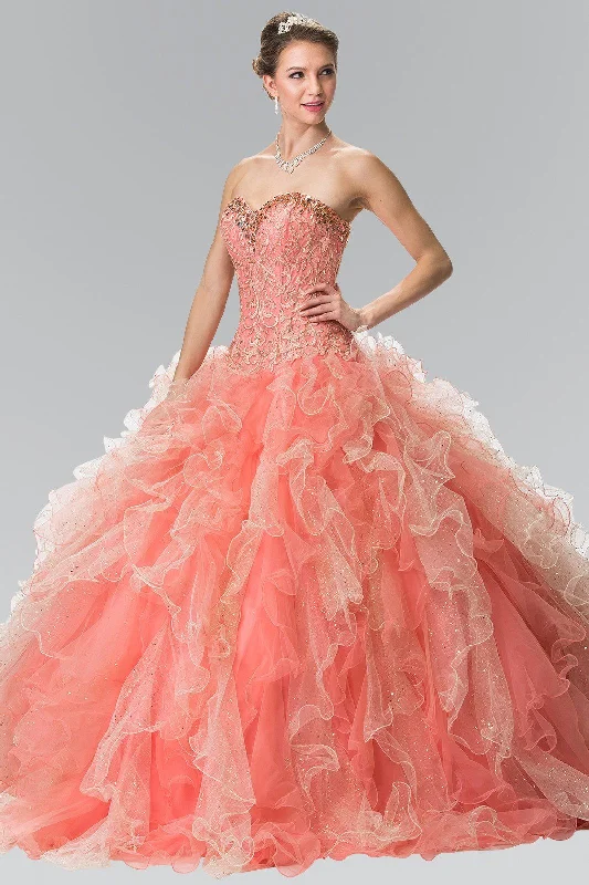 Bead Embroidered Strapless Ruffled Ballgown by Elizabeth K GL2210 Party unclassified dresses