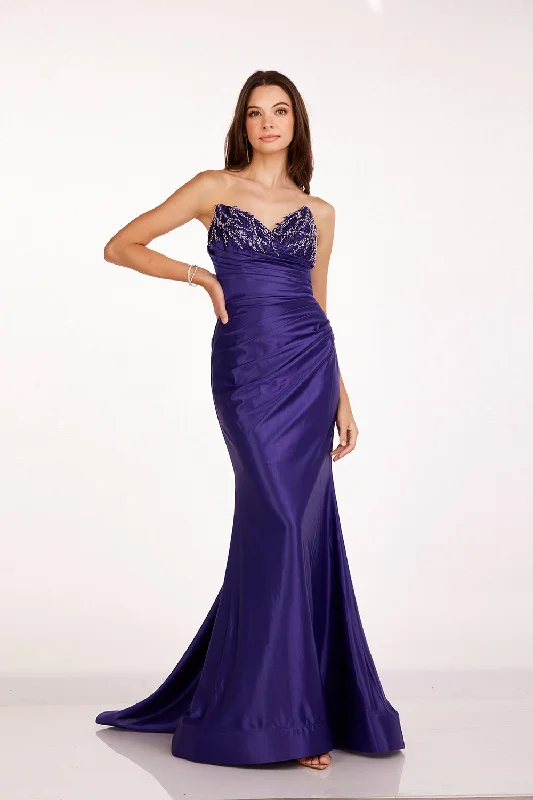 Beaded Fitted Strapless Slit Gown by Abby Paris 90251 Affordable unclassified dresses