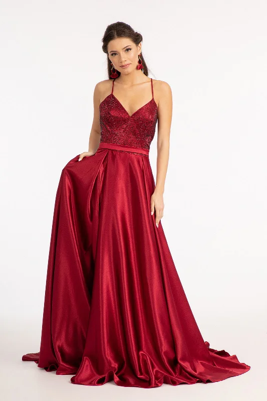 Beaded Satin A-line Gown by Elizabeth K GL3040 Club unclassified dresses