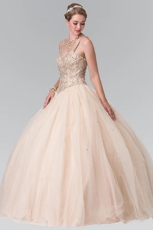 Beaded Sleeveless A-Line Ballgown by Elizabeth K GL2350 Bold pattern unclassified dresses