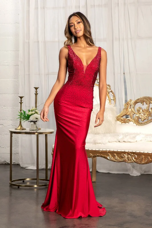 Beaded V-Neck Mermaid Dress by Elizabeth K GL3037 Designer unclassified dresses