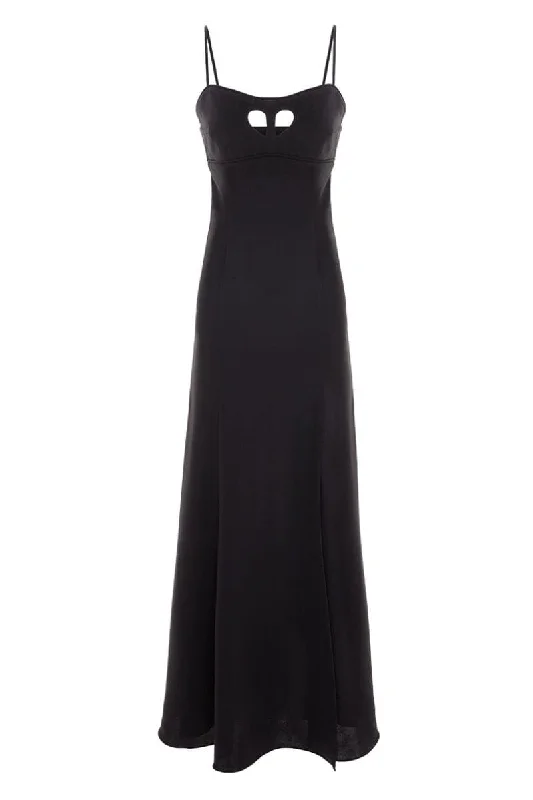 BLACK CUT-OUT HEART SILK GOWN Club unclassified dresses